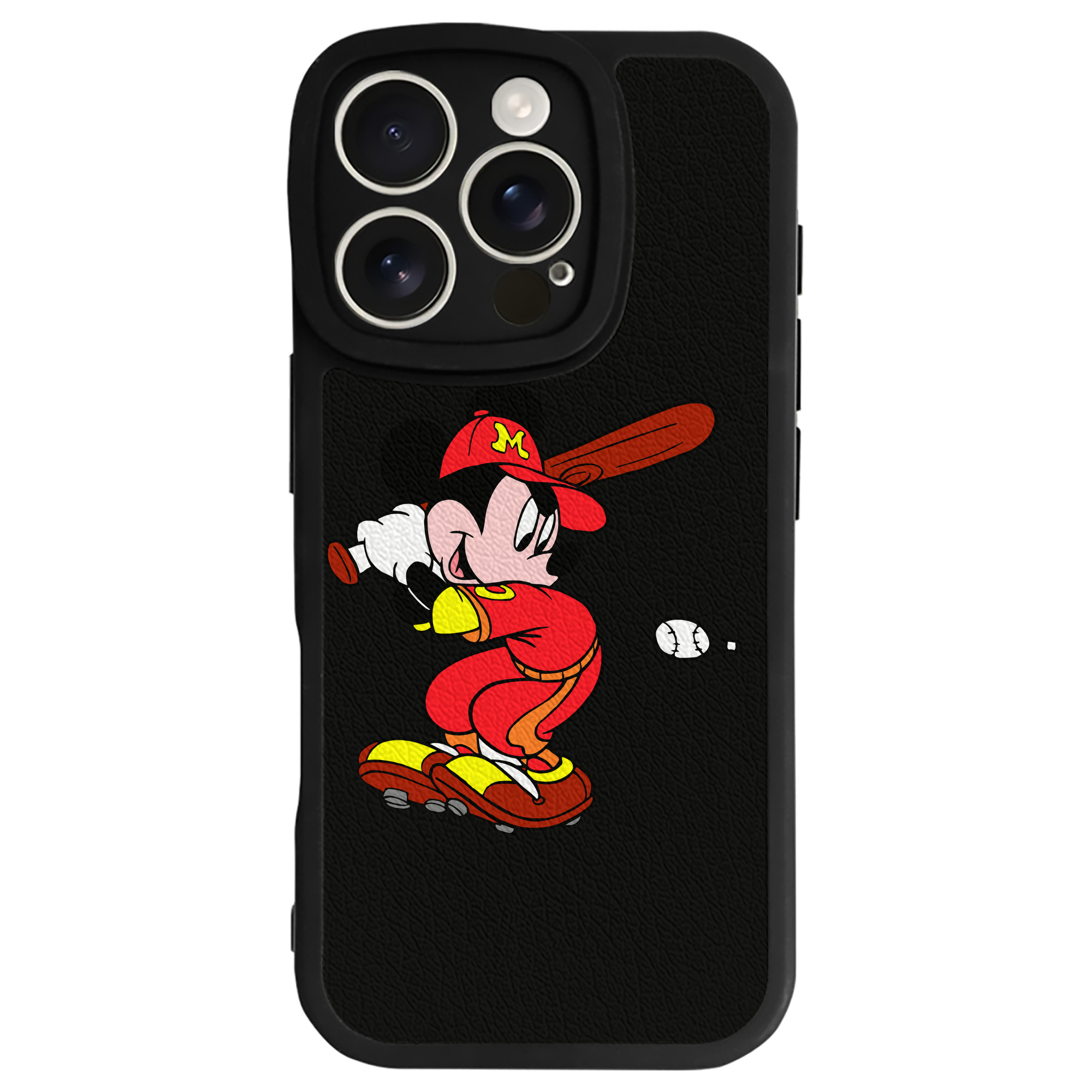 （画像用） ミッキーマウス Mickey Mouse 【iPhone 16シリーズ対応】シリコンスマホケース（レザー調） 材質：シリコン